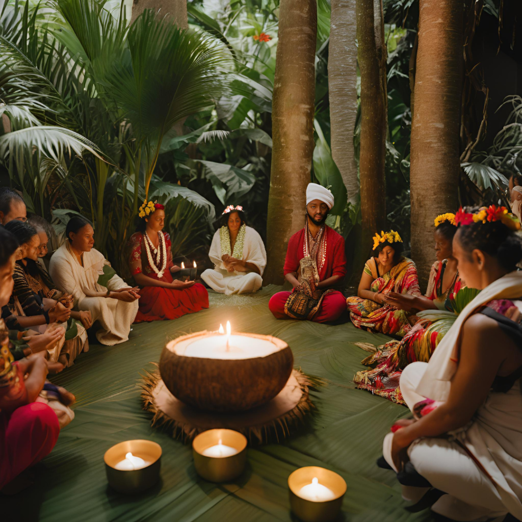 coconuts being used in spiritual rituals