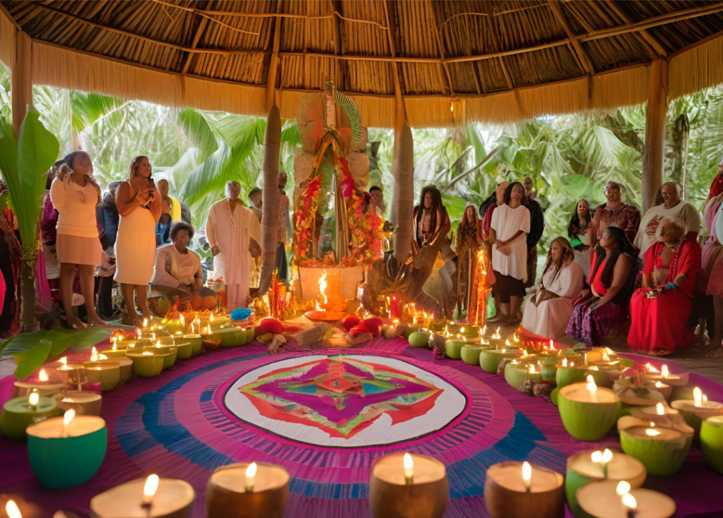coconuts being used in spiritual rituals